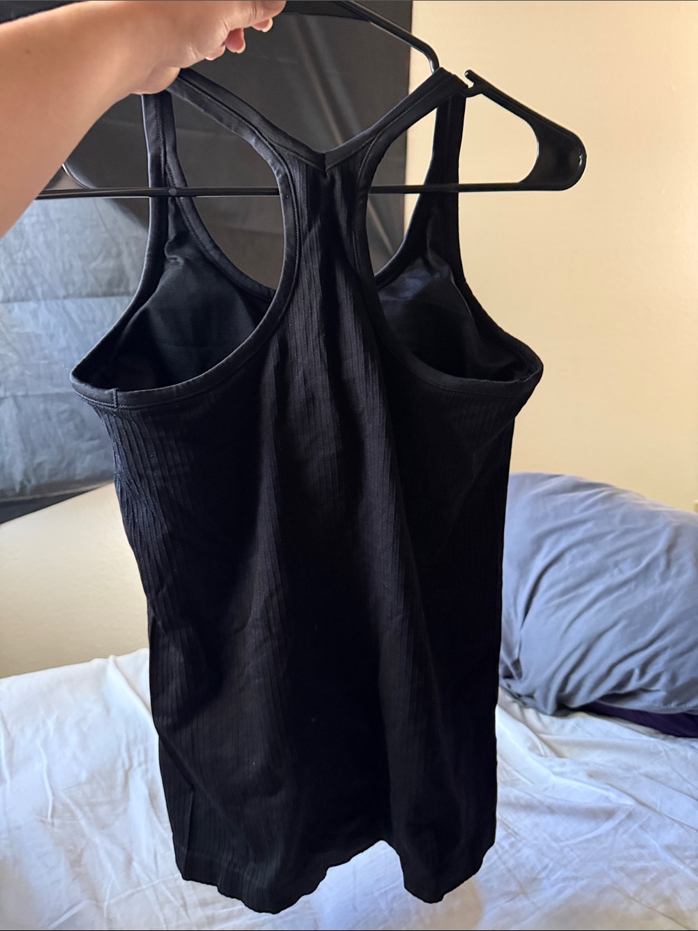 Black Ribbed Racerback Tank Top - Picture 2 of 3